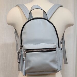 Cute Mini Dome Backpack Vegan Leather Pale Blue Or Pale Grey